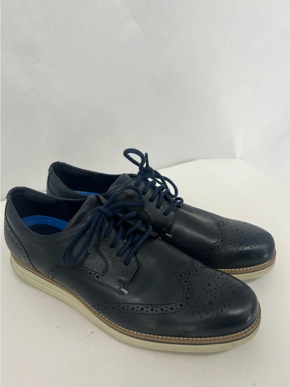 Cole Haan Men's Navy Leather Wingtip Oxfords